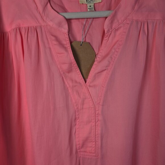 KORI AMERICAN VNECK SHORT SLEEVE BLOUSE CORAL WOMENS MED OVERSIZED NWT - Picture 3 of 8